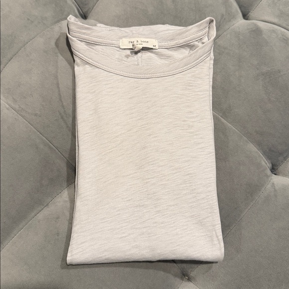 Rag & Bone Soft Heather Gray Blue Short Sleeve Slub Cotton Pima Tee Size Small - Picture 8 of 11